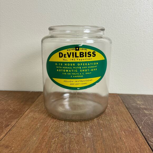 Vintage‎ DeVilbiss Original No. 145 Vaporizer Humidifier Glass JAR ONLY - Picture 1 of 8